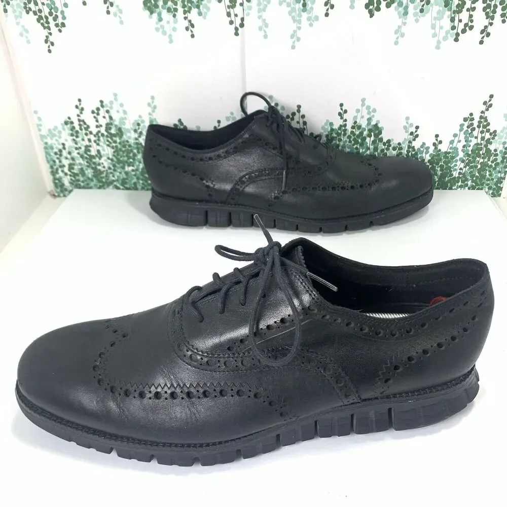 Cole Haan ZERØGRAND Black Leather Wingtip Oxfords (model C23738) Size 12 Mens